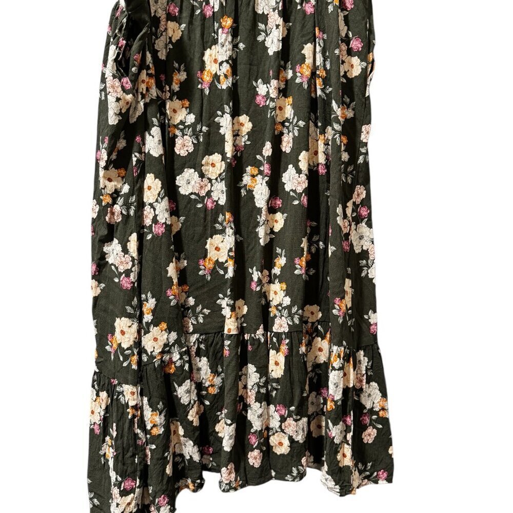 Torrid Floral Midi Skirt 3X Green Boho Cottagecore Tiered Tea Length Skirt Plus - Picture 7 of 7